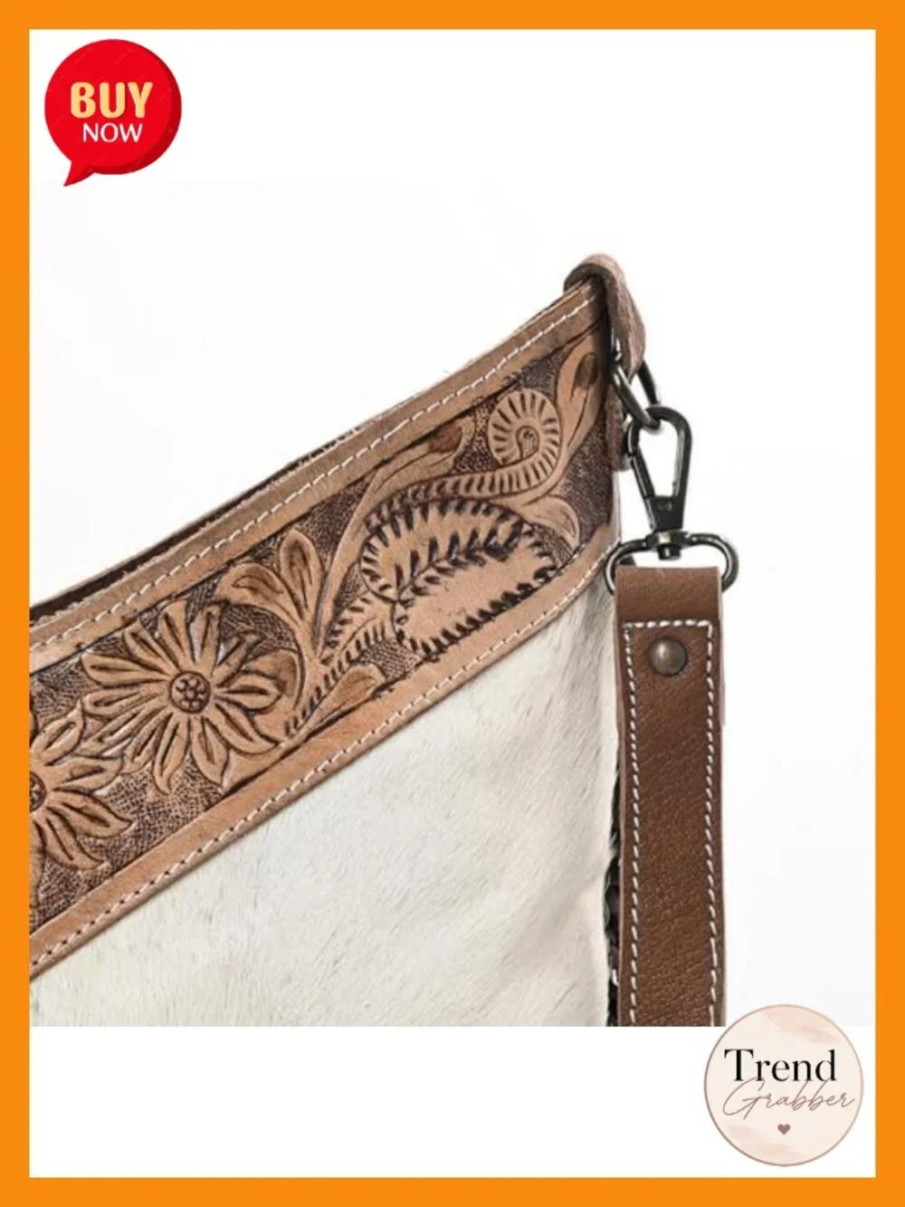 Cowhide Leather Handmade Western Shoulder Crossbody Bag with Adjustable Strap